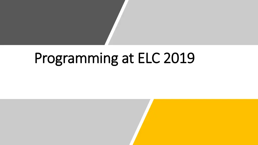 programming at elc 2019 programming at elc 2019