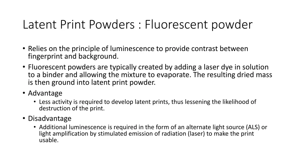 latent print powders fluorescent powder