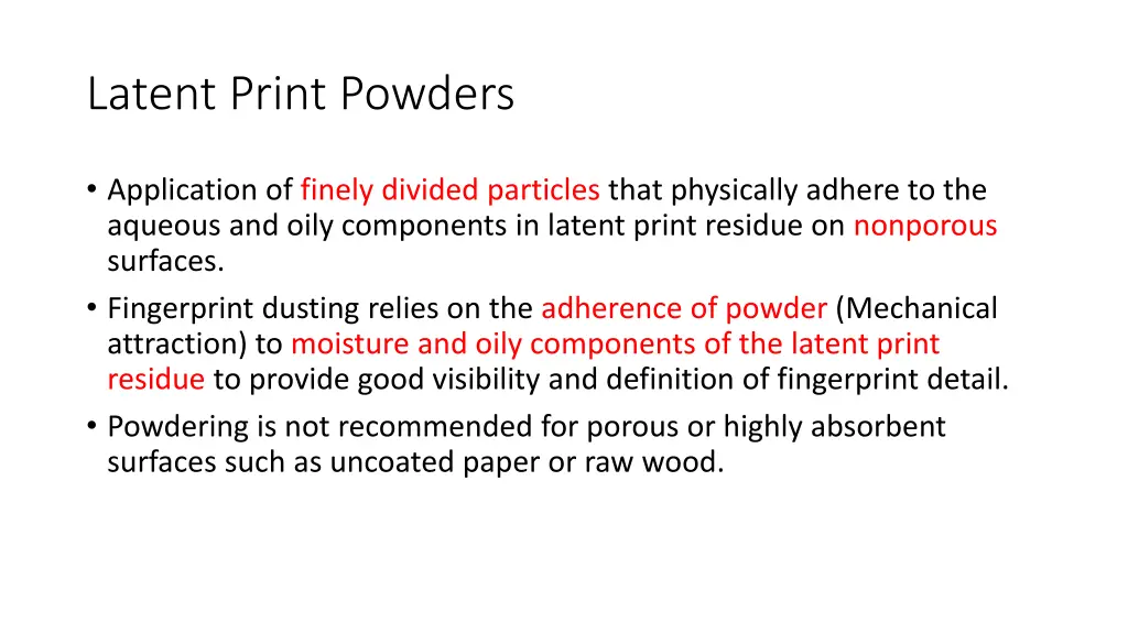 latent print powders