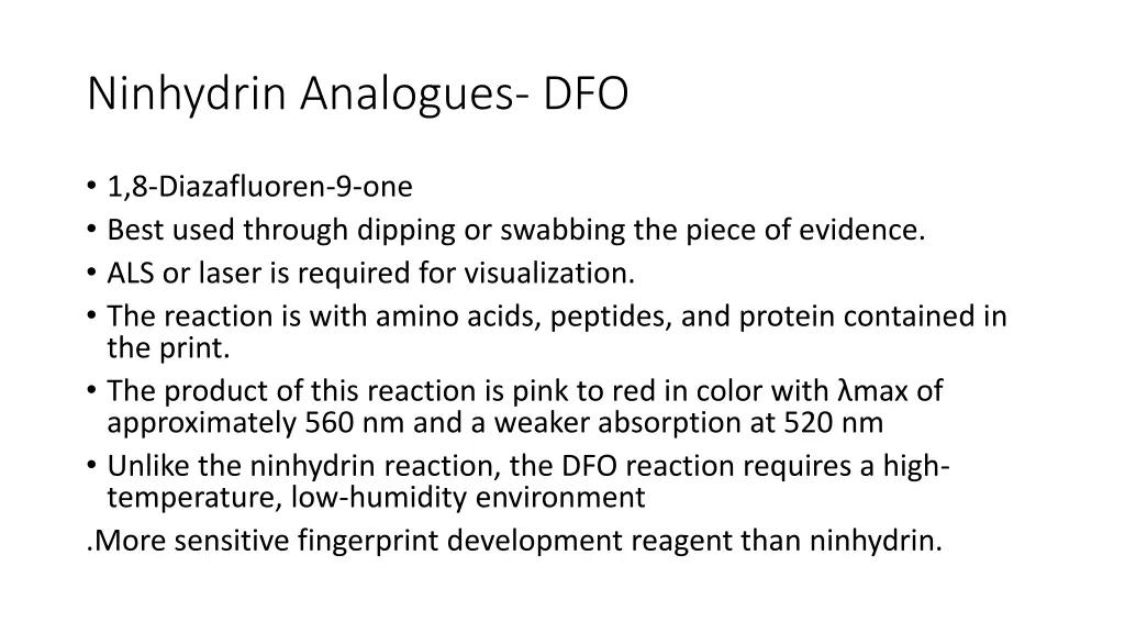 ninhydrin analogues dfo