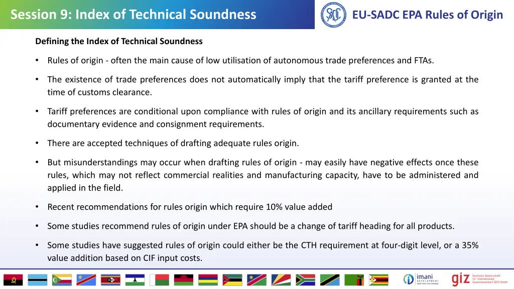 session 9 index of technical soundness