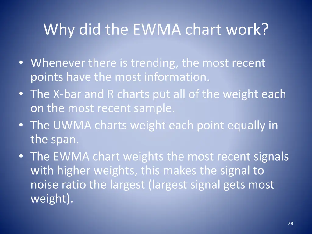 why did the ewma chart work