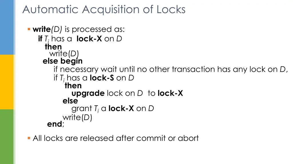 automatic acquisition of locks 1