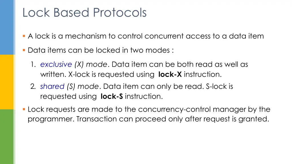 lock based protocols