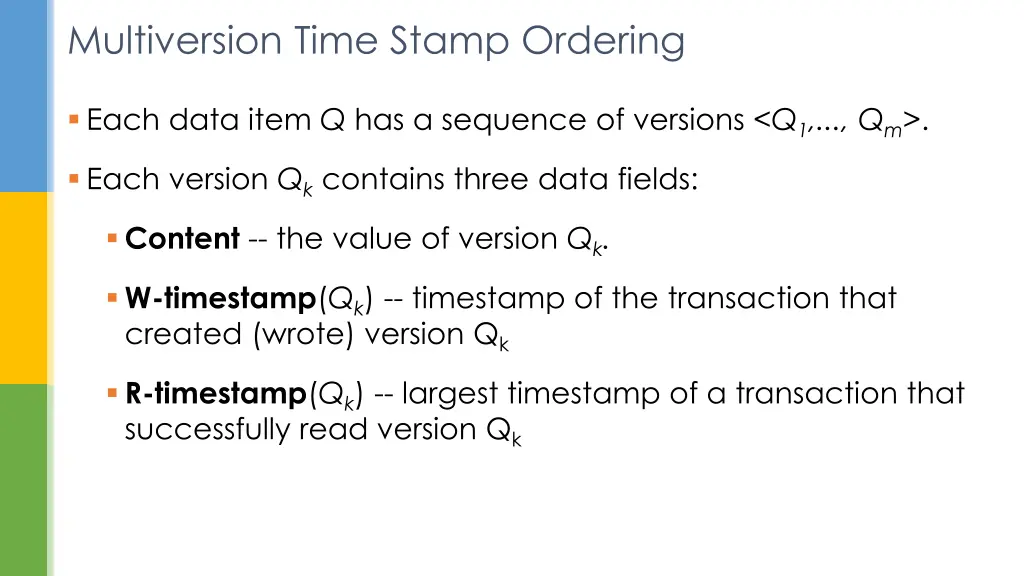 multiversion time stamp ordering