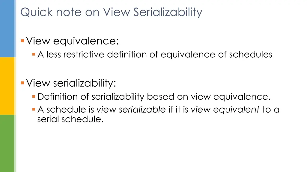 quick note on view serializability