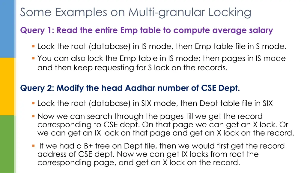 some examples on multi granular locking