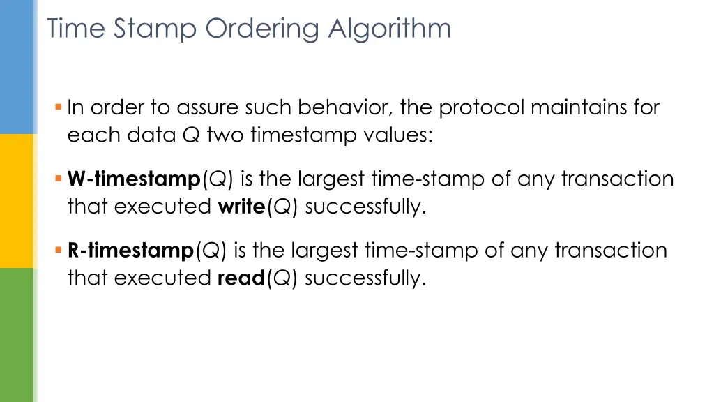 time stamp ordering algorithm 1