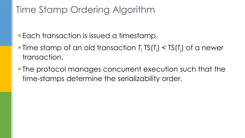 time stamp ordering algorithm