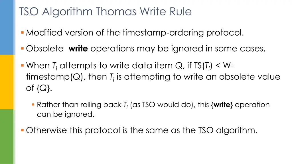 tso algorithm thomas write rule