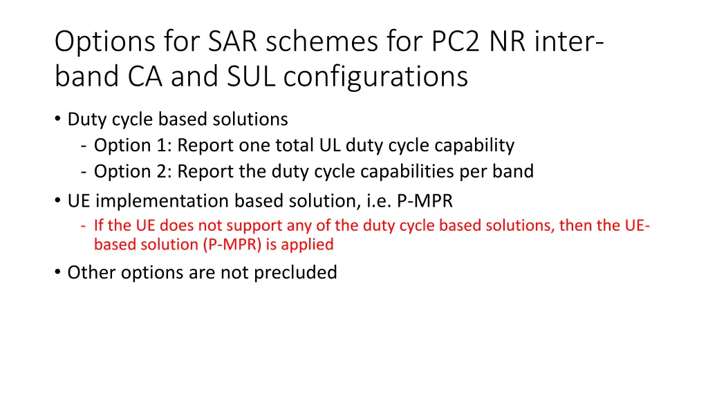 options for sar schemes for pc2 nr inter band