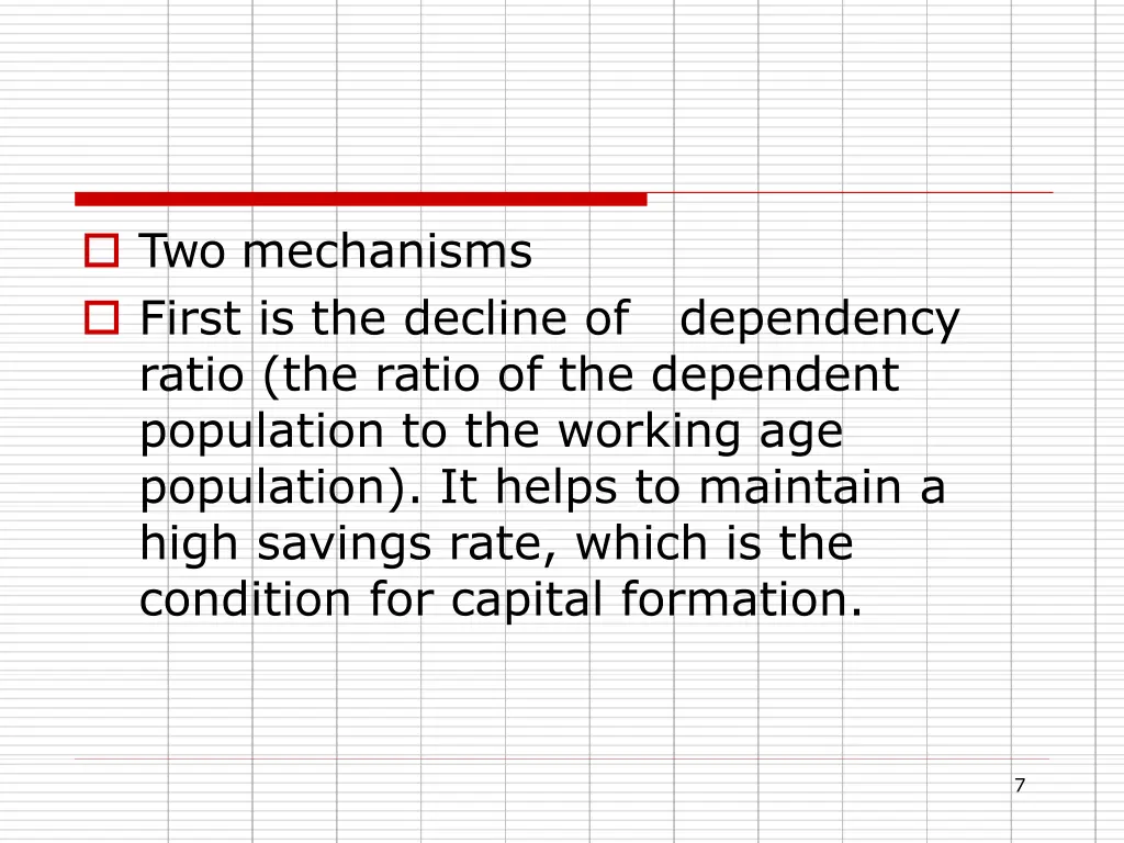 two mechanisms first is the decline of ratio