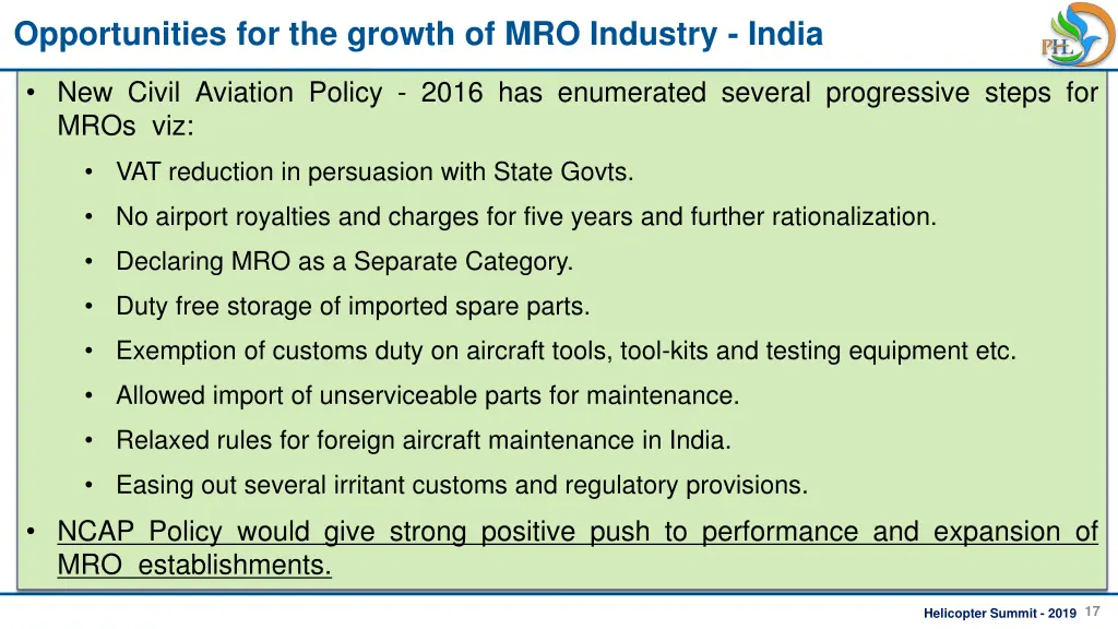 opportunities for the growth of mro industry india