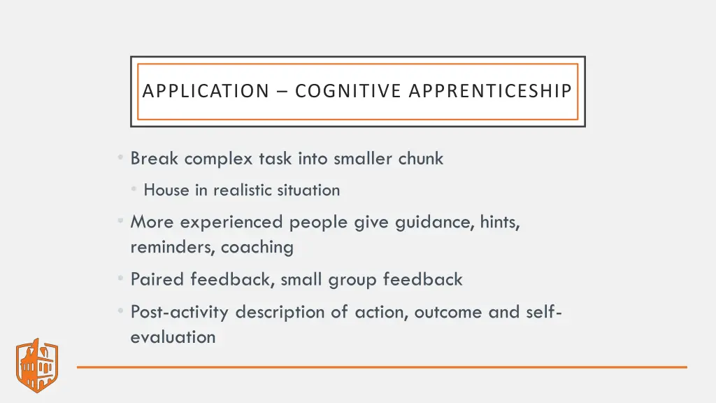 application cognitive apprenticeship