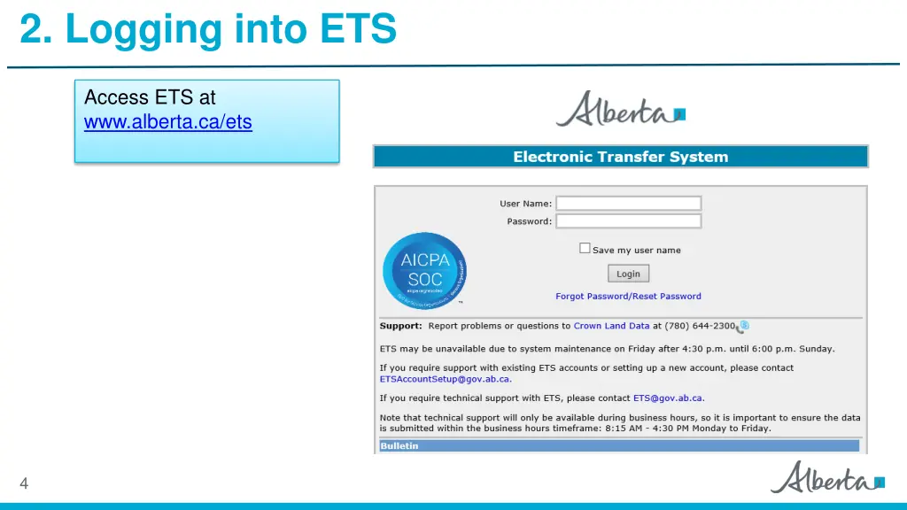 2 logging into ets