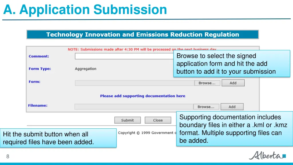 a application submission