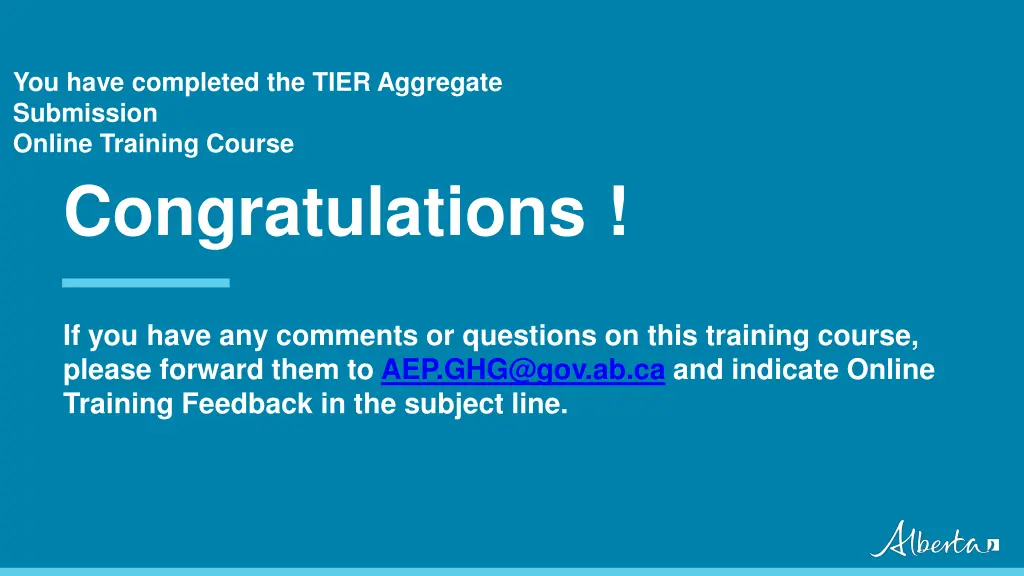 you have completed the tier aggregate submission