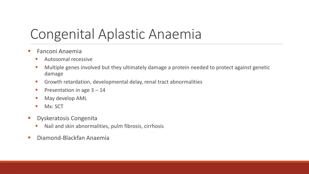 congenital aplastic anaemia