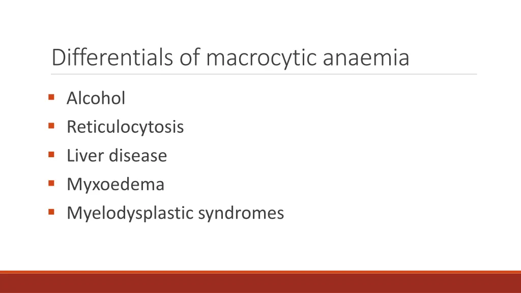 differentials of macrocytic anaemia