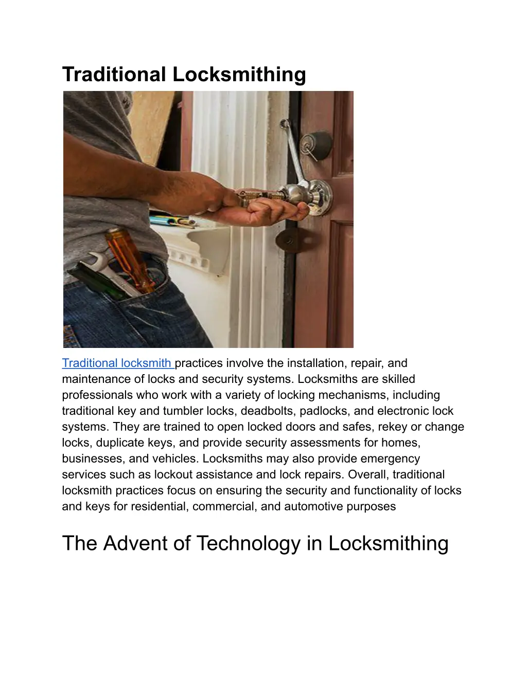traditional locksmithing