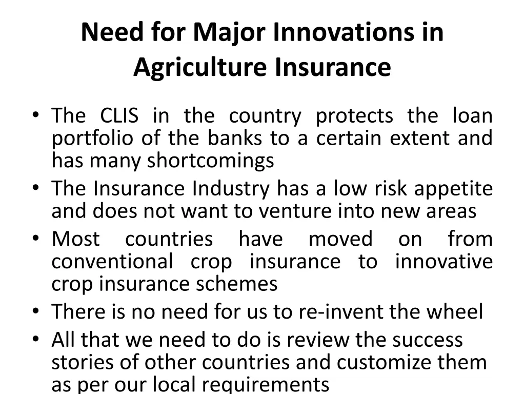 need for major innovations in agriculture 1