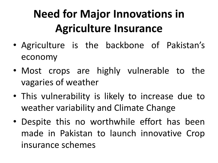 need for major innovations in agriculture