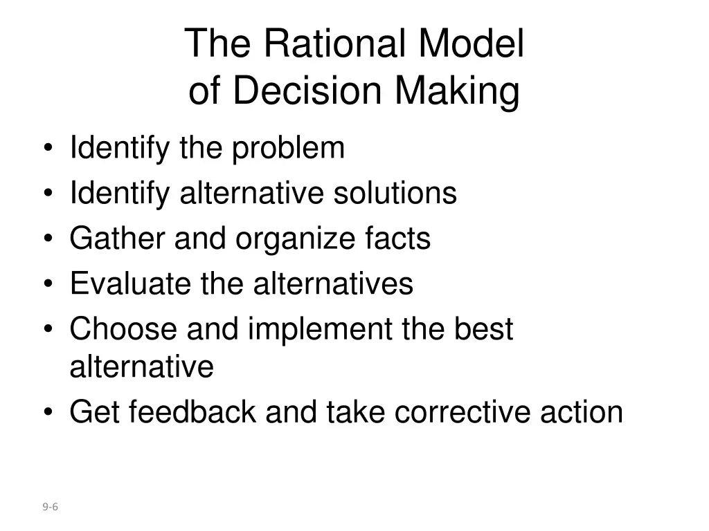 the rational model of decision making identify