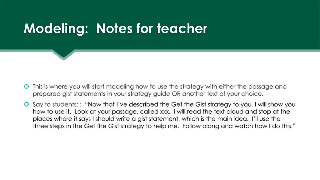 modeling notes for teacher