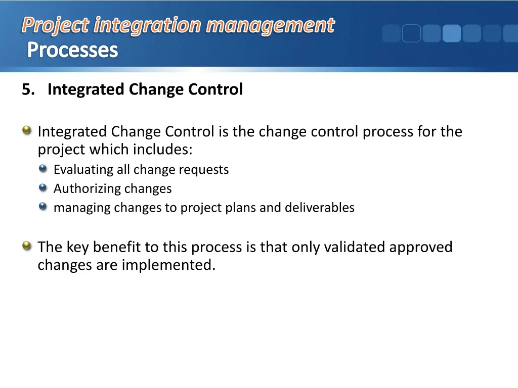 project integration management processes 8