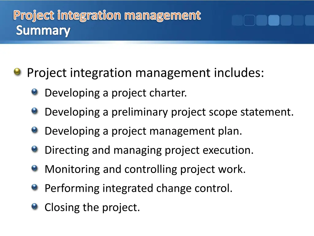 project integration management summary