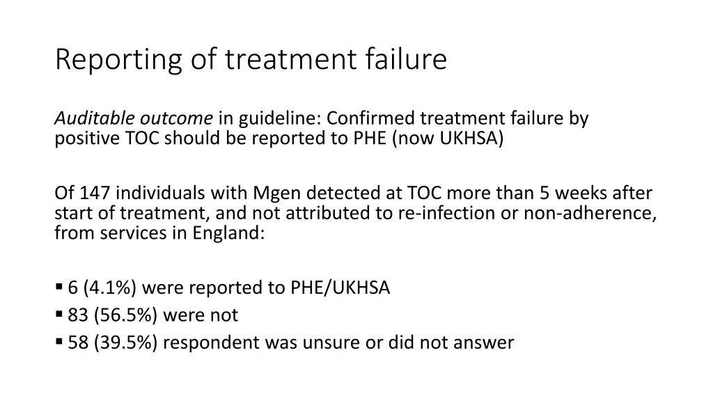 reporting of treatment failure