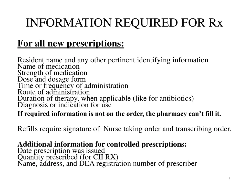 information required for rx