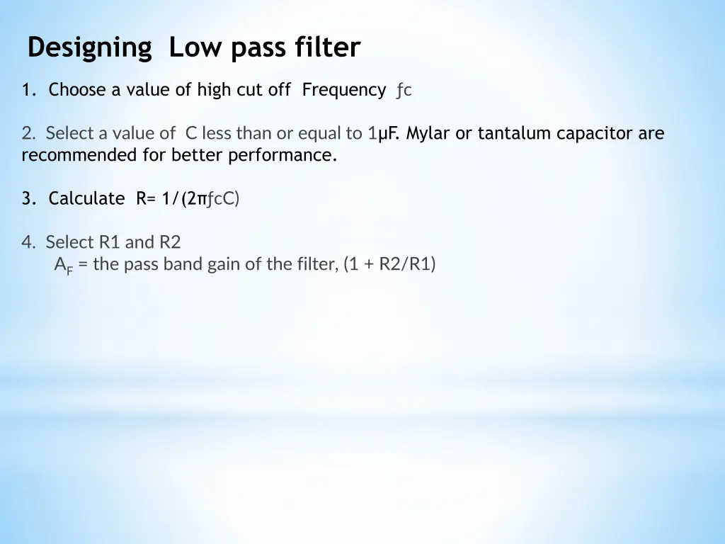 designing low pass filter