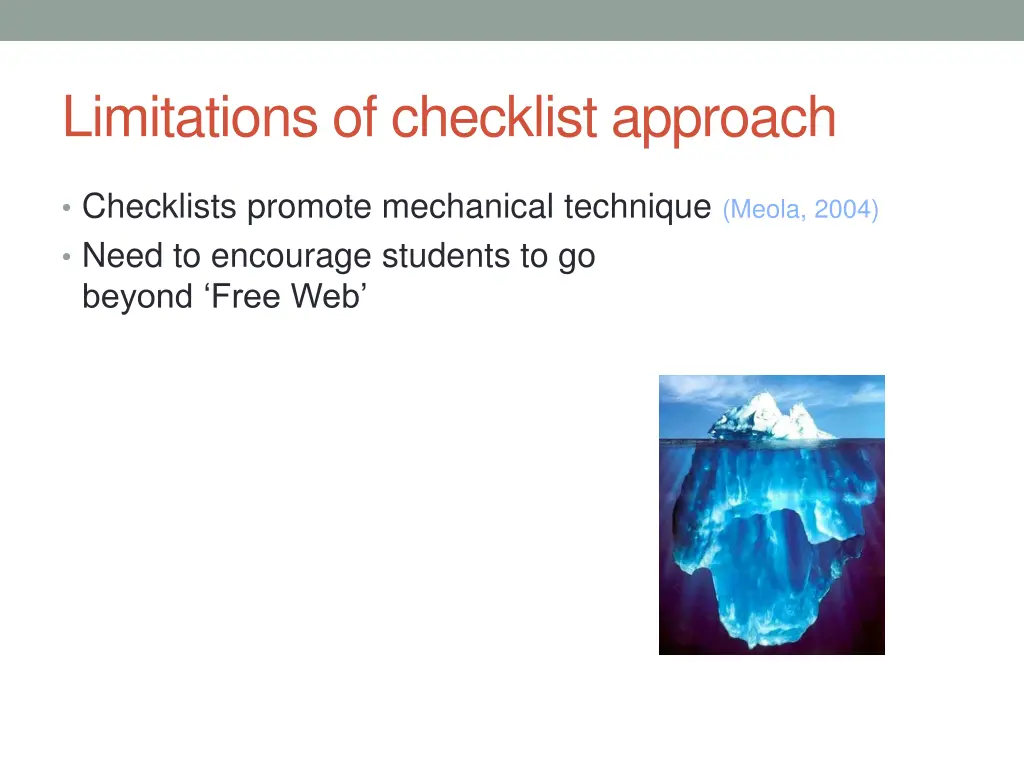 limitations of checklist approach