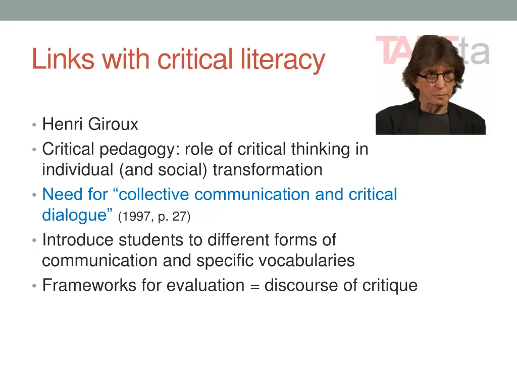 links with critical literacy