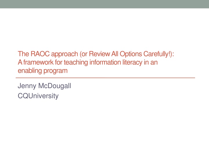 the raoc approach or review all options carefully