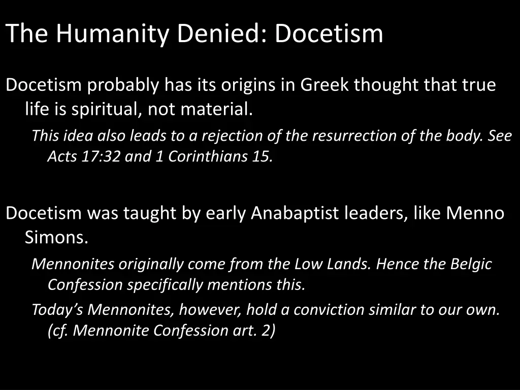 the humanity denied docetism 1