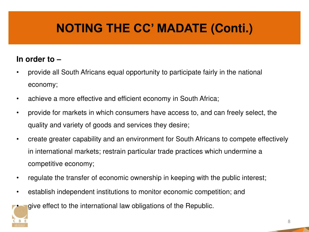 noting the cc madate conti