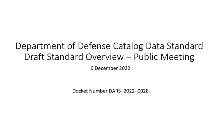 department of defense catalog data standard draft