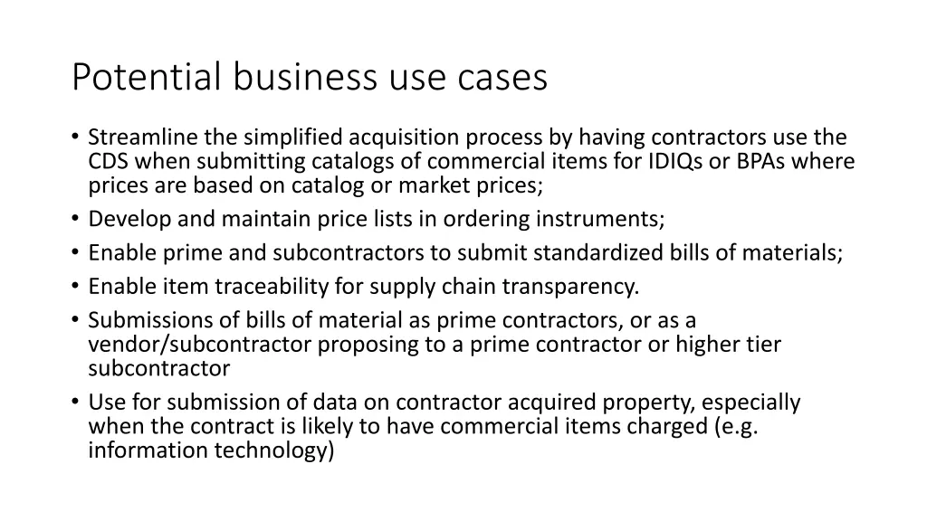 potential business use cases