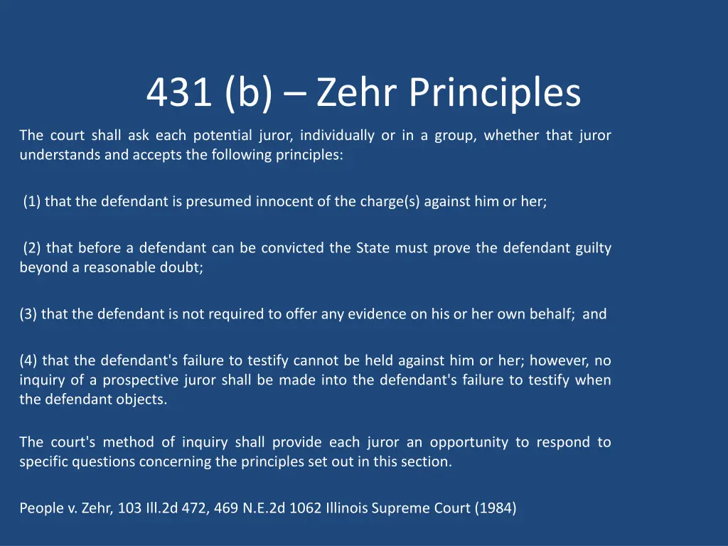 431 b zehr principles