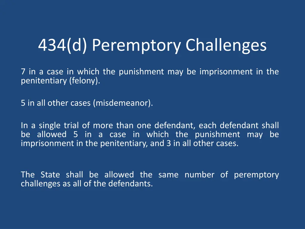 434 d peremptory challenges