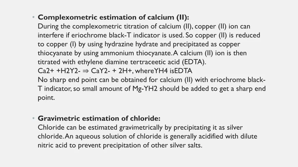 complexometric estimation of calcium ii during