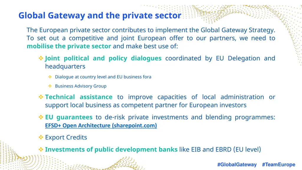 global gateway and the private sector