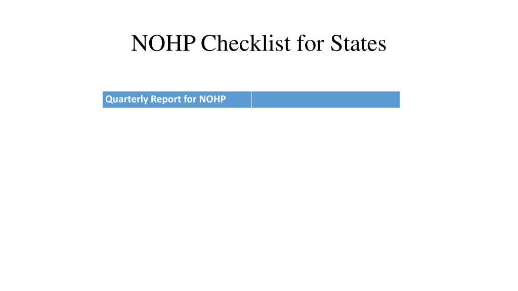 nohp checklist for states