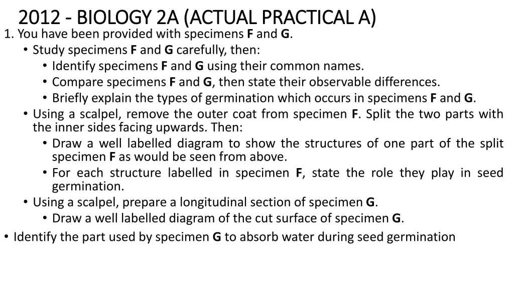 2012 2012 biology 2a actual practical a biology