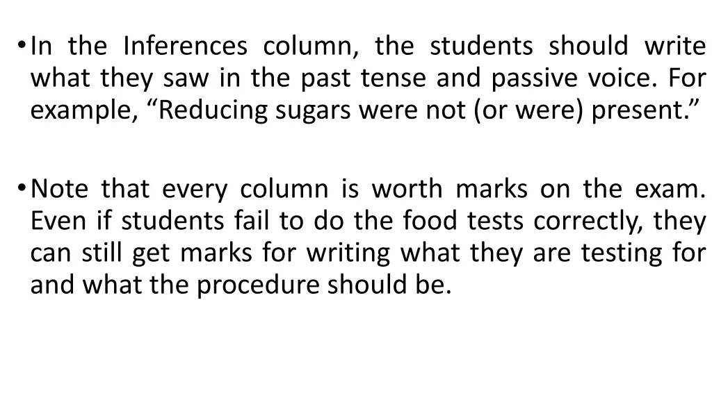 in the inferences column the students should