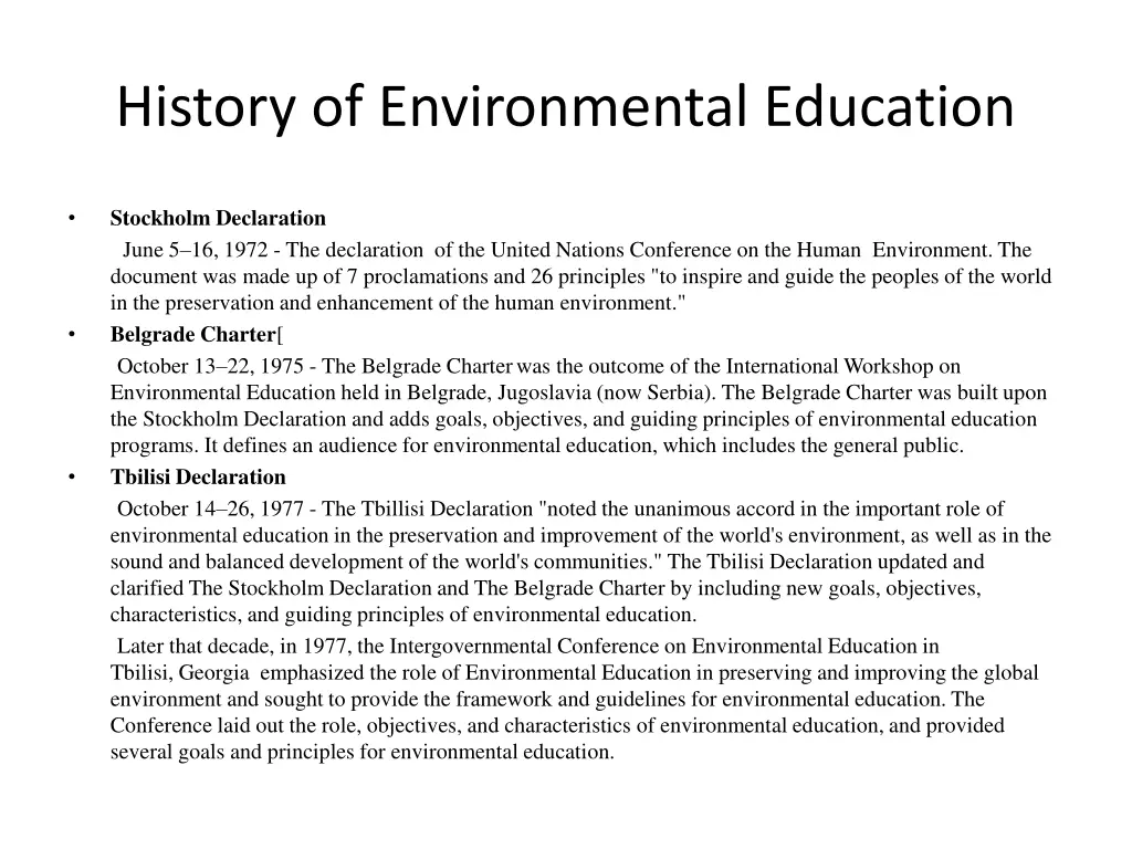 history of environmental education