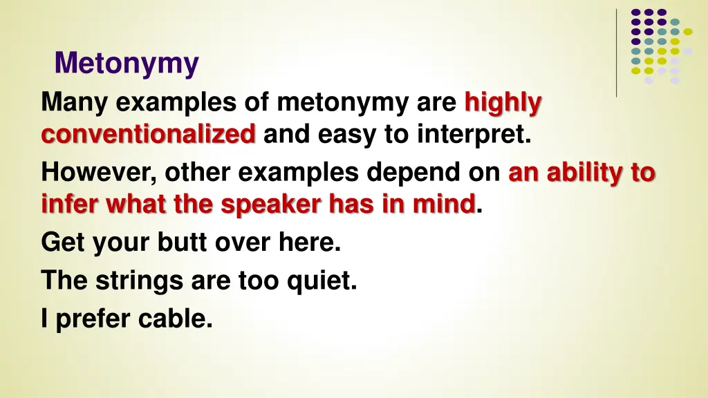 metonymy many examples of metonymy are highly