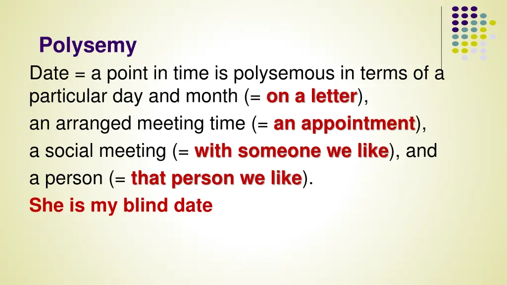 polysemy date a point in time is polysemous